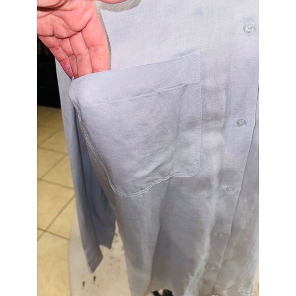 NWT H&M Light Grey/Blue Linen Blend Button-Up Oversized Shirt Small Minimalist - Picture 10 of 10